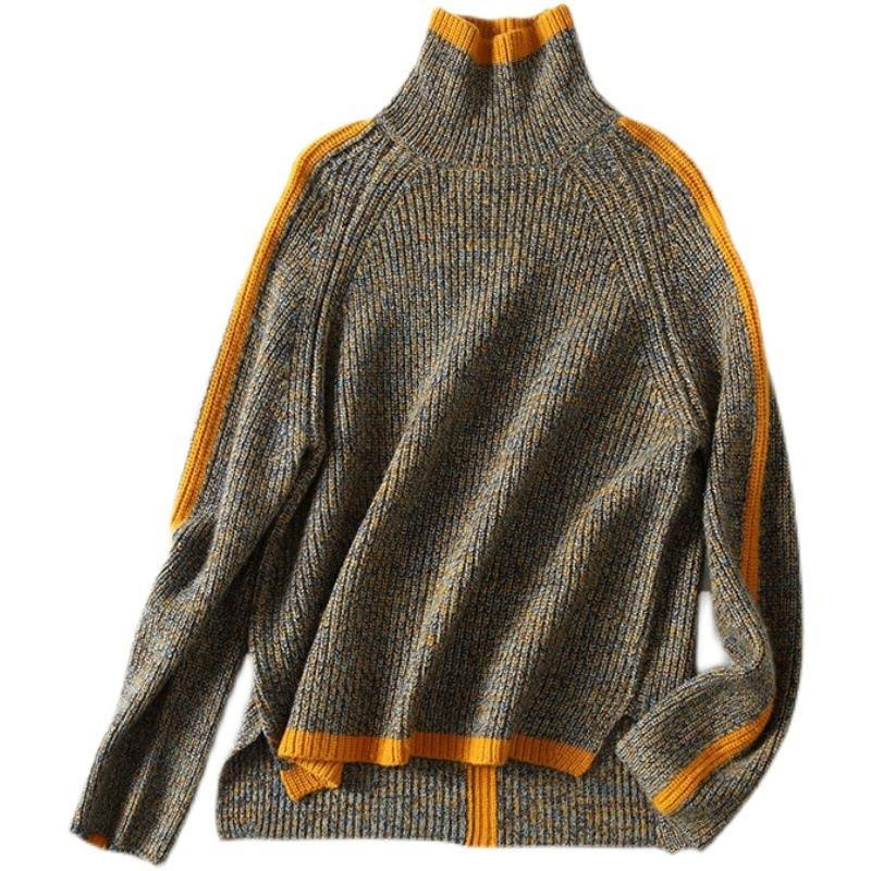 Womens Sweaters Women Fashion In Autumn Winter Lazy Wind Knitted Loose Pullover Long Sleeve Turtleneck Ladies Oversized Padded Sweater Pullover 220929