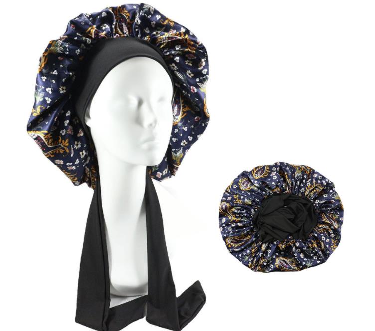 Kvinnor Satin Solid Sleeping Hat Night Sleep Cap Hair Care Bonnet Nightcap f￶r Women-Men unisex Cap-Bonnet de Nuit Shower Turban SN4916