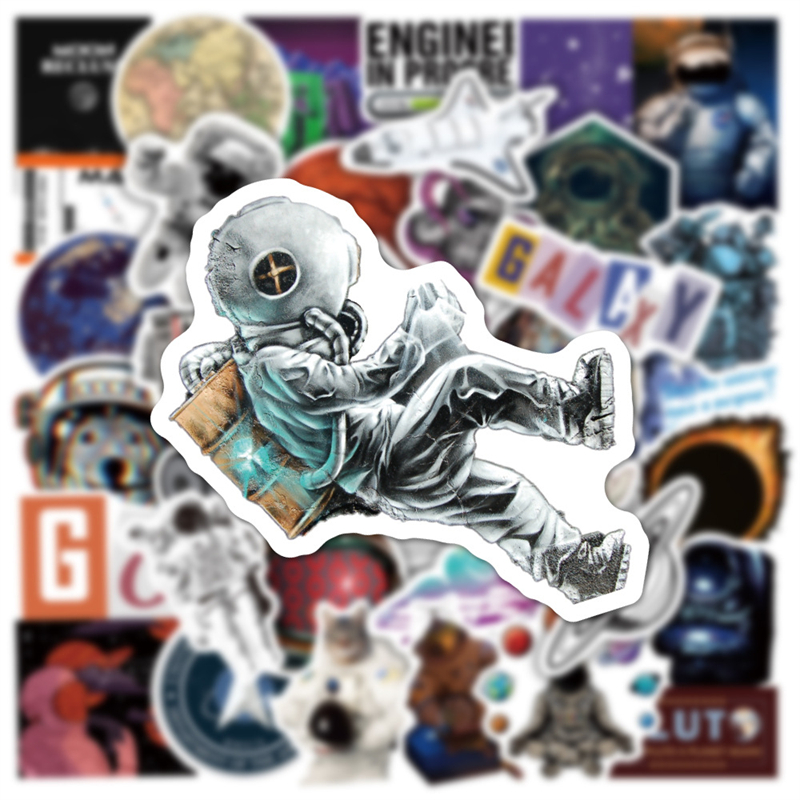 50st Roliga NASA Astronaut Stickers Whimsy Ytter Space Graffiti Kids Toy Skateboard Car Motorcykel cykel klistermärke DECAL