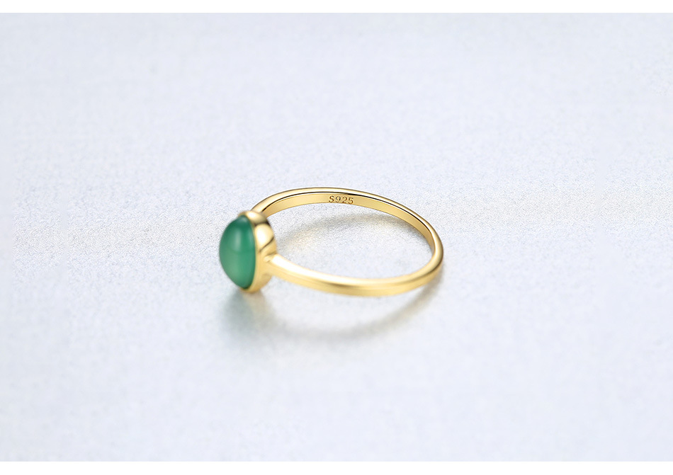 Retro Style S925 Серебряный зеленый драгоценный камень Кольцо Женщины ювелирные украшения корейские изящные подарки из 18 тыс. Золотого кольца
