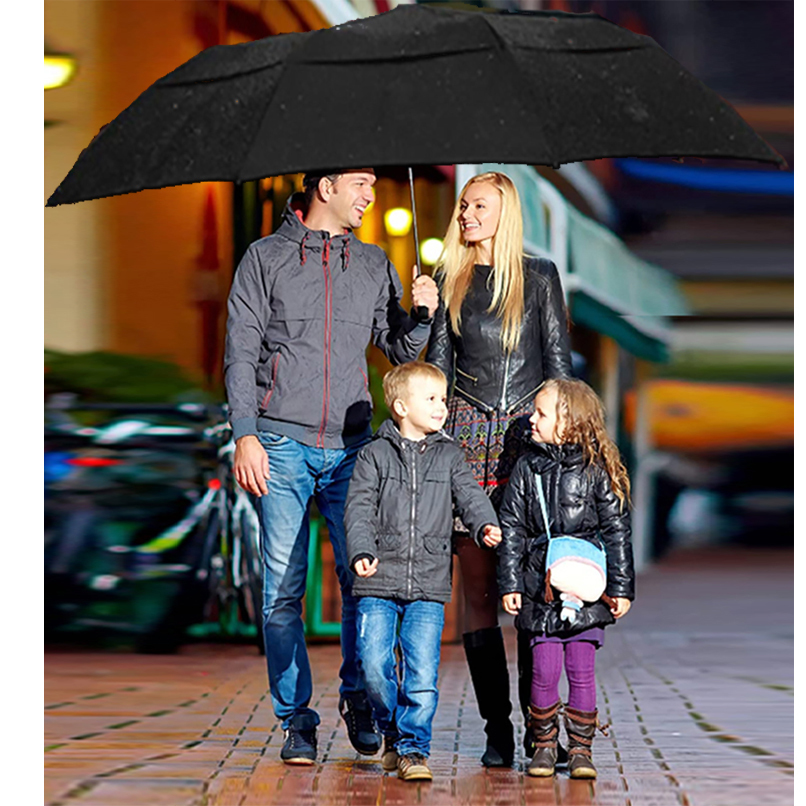 Parapluies Grand Pliant Femmes Pluie Hommes Double couche Grand Voyage Étanche Homme Parasol pour 3-4 personnes 125CM Diamètre 220929