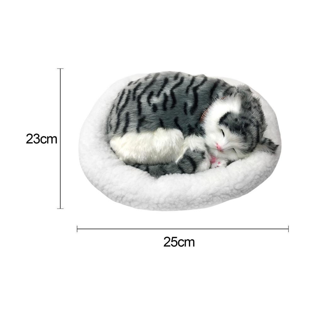 Decorative Objects Figurines Realistic Cat Cute Simulation Sleeping Cat Plush Doll Toy Simulation Sleeping Dog With Mat Breathing Cat Simulation Model Or 220928