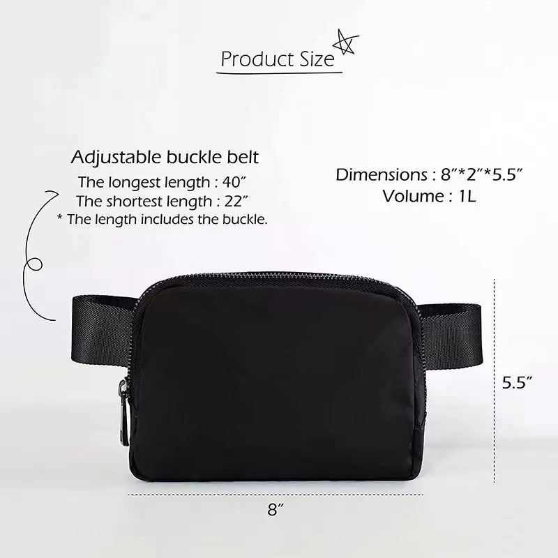 Ll mini kemer çantası açık hava crossbody çanta kadın erkekler bel çantaları ayarlanabilir kayış zip fanny paketi211h
