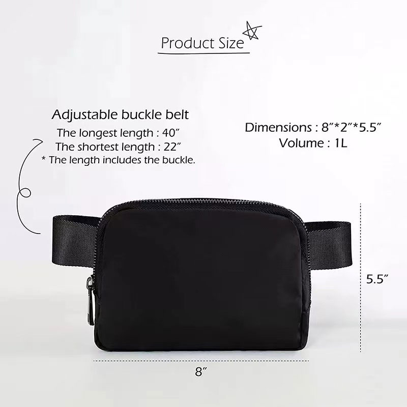 LL Mini Belt Bag Outdoor Crossbody Bag Women Men Taille Tassen Verstelbare riem Zip Fanny Pack1636119