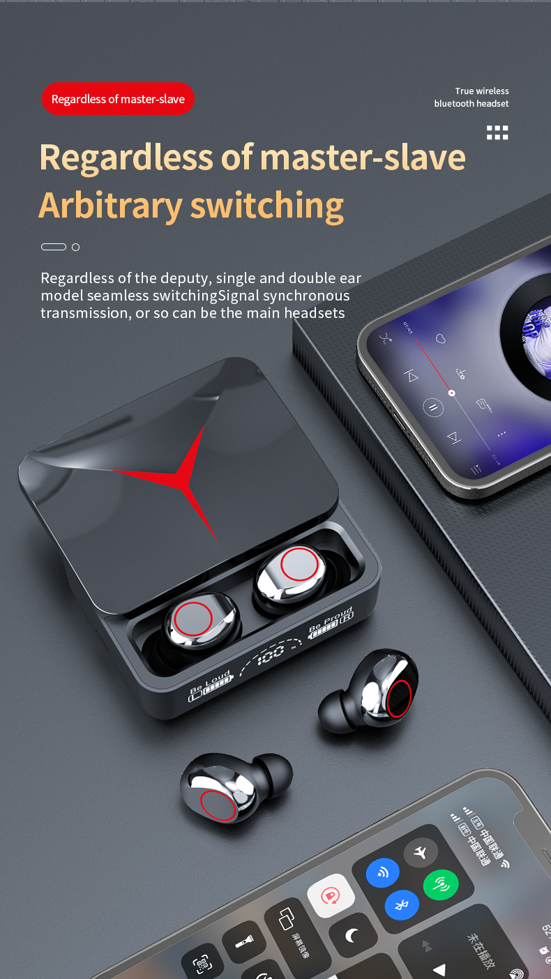 M90 Pro TWS casque sans fil écouteurs Sport jeu écouteurs casque réduction du bruit LED affichage numérique bouchons d'oreilles