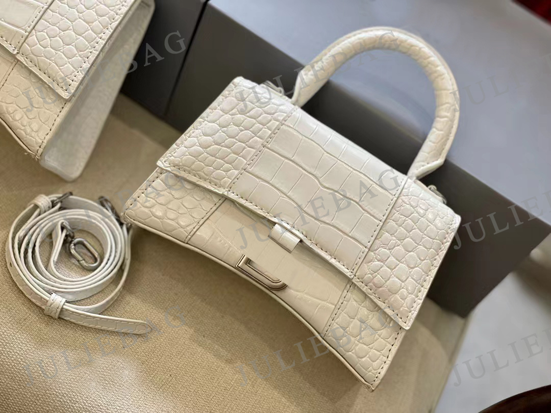 여자 고급 디자이너 가방 모래 시계 가방 핸드백 어깨 가방 브랜드 악어 가죽 멀티 컬러 블랙 흰색 핑크 박스 23cm 19cm
