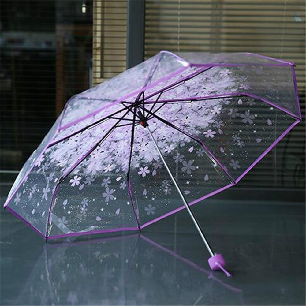 Umbrellas Romantic Transparent Clear Flowers Bubble Dome Cute Designer Goth for Wind Heavy Rain Women Sun 220929