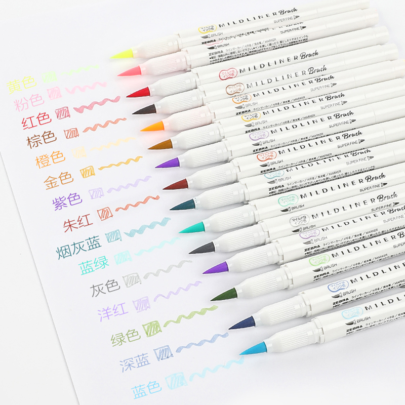 Markers Japanese Zebra WFT8 5/15/Set MildLiner Soft Brush Pen Double-headed Mild liner Highlighter Marker School Supplies 220929