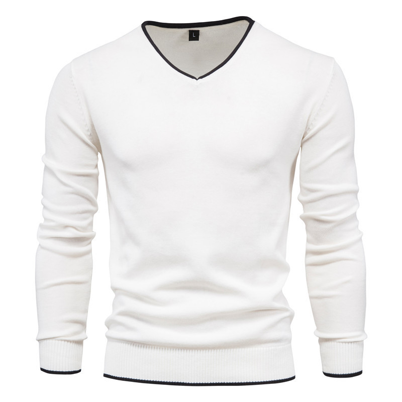 Maglioni uomo 100% cotone pullover scollo a V uomo # 39S maglione tinta unita manica lunga autunno maglioni slim uomo casual pull abbigliamento uomo 220929