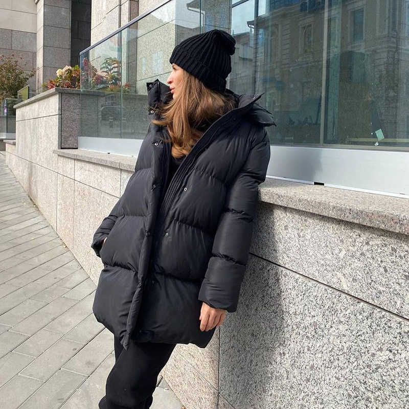 Women's Down Parkas Long Puffer Hoodie Jacket Zip Up Bubble Casual Thick Warm Down Trench Coats 2022 Women Y2K Clothes Streetwear Winter Jakcets T220928