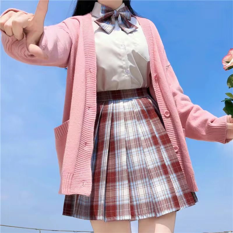 Kobiety Knits Tees houzhou japońska szkoła podstawowe swetry kobiety jesienne kawaii solid v-dekolt luźne dzianiny w stylu jk mundur cosplay 220929