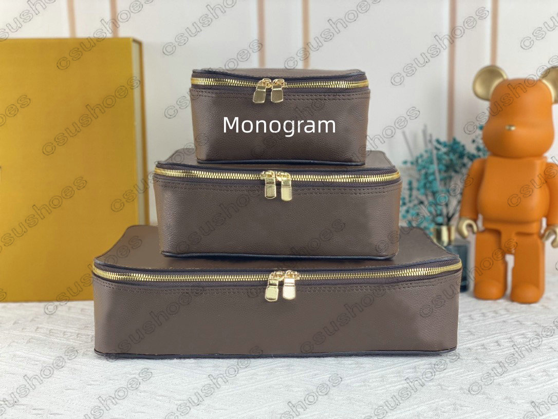 PACKING CUBE Tote Bag PM GM Storage Box Cosmetic Bag Monograms Canvas Mens Designers Luxurys Trunk Suitcase Travel Bag M43690 Womens Designer Handbags M43689 M43688