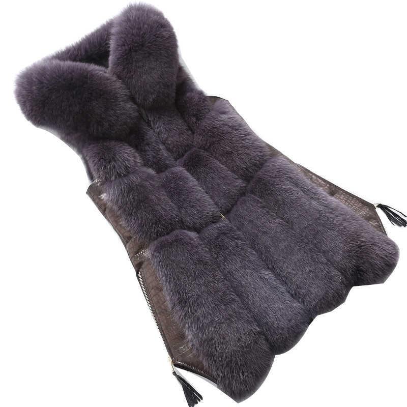 Futra damska sztuczna zimowa kurtka kamizelka mody z kapturem kamizelka z szwami szwu skórzana ciepła ciepła warstwa WQ809W T220928