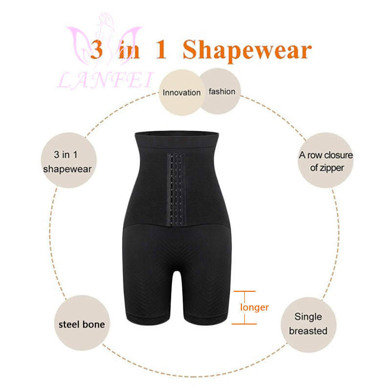 Shapers Womens Lanfei Feminino Feminino Controle de Tommes Shapewear Shapewear Alta Cintura Treinador Corpo Shaper Shorts Taxa Slim Ciúdas de cinto com gancho 220929