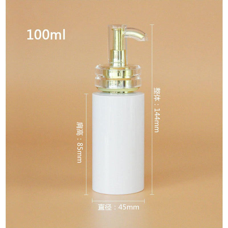 100ml Golden pump PET white body milk cleanser shampoo shower gel cosmetic packaging bottle