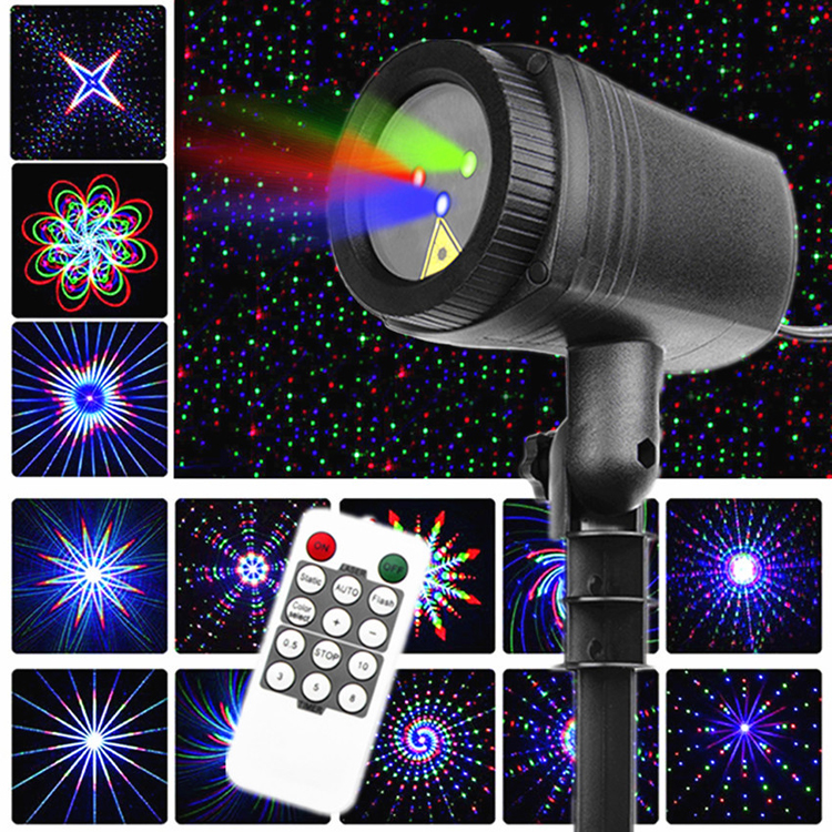 Christmas Decor LED Lawn Lamps Laser Light Projector Outdoor Waterproof RGB Full Color Moving Big 20 Patterns Garden Light
