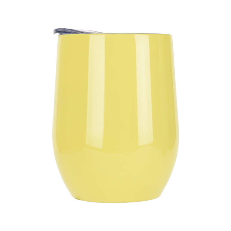 Fast Ship 12oz Wine Tumblers Egg Tumbler Stemless Tumbler Rostfritt stål Dubbelmurat med lock blandade färger Alternativ