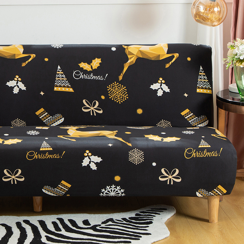 Chair Covers Christmas Deer Elastic Sofa Bed Cover without Armrest Spandex Tight Wrap Folding Slipcover Furniture Protector for Living Room 220929