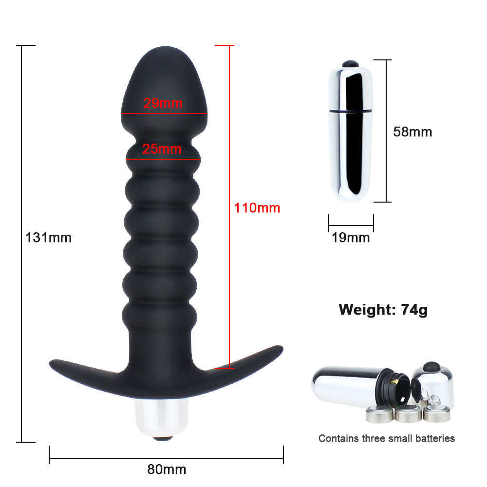 Articoli di bellezza 1/10 Velocità Plug anale in silicone Dildo Vibratore Massaggio alla prostata Butt Bead Stimolazione Giocattoli sexy uomini Donne Coppie Masturbazione