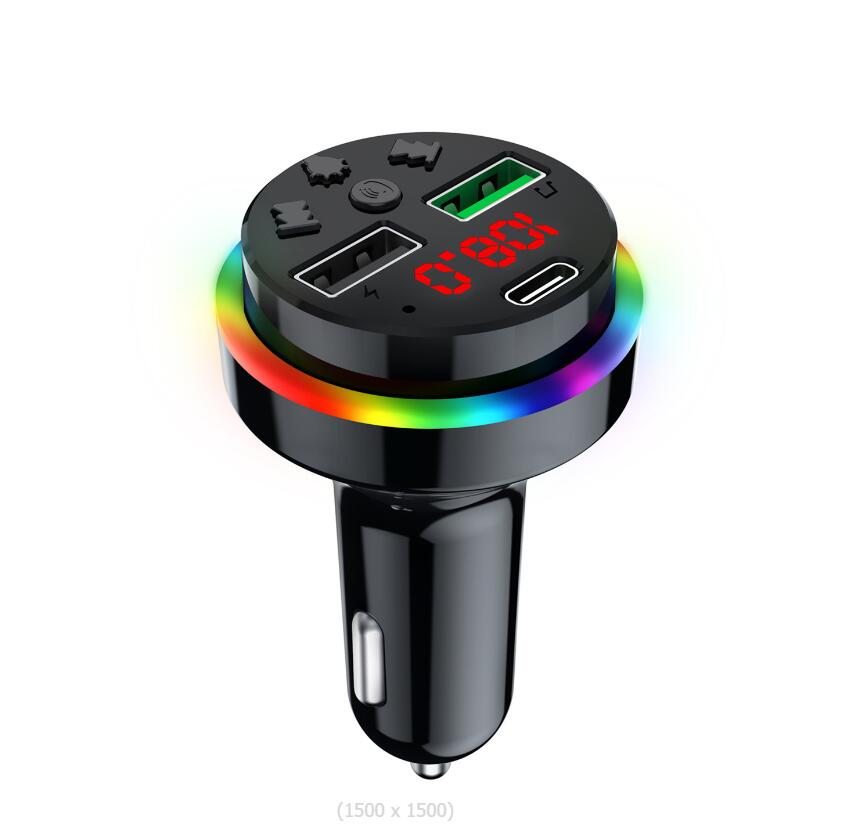 F15 F17 F18 F19 Sändare RGB Ambient Light Bil MP3-spelare Bluetooth 5.0 FM trådlös handsfree-sats 5V 3.1A PD 12W usb c-laddare