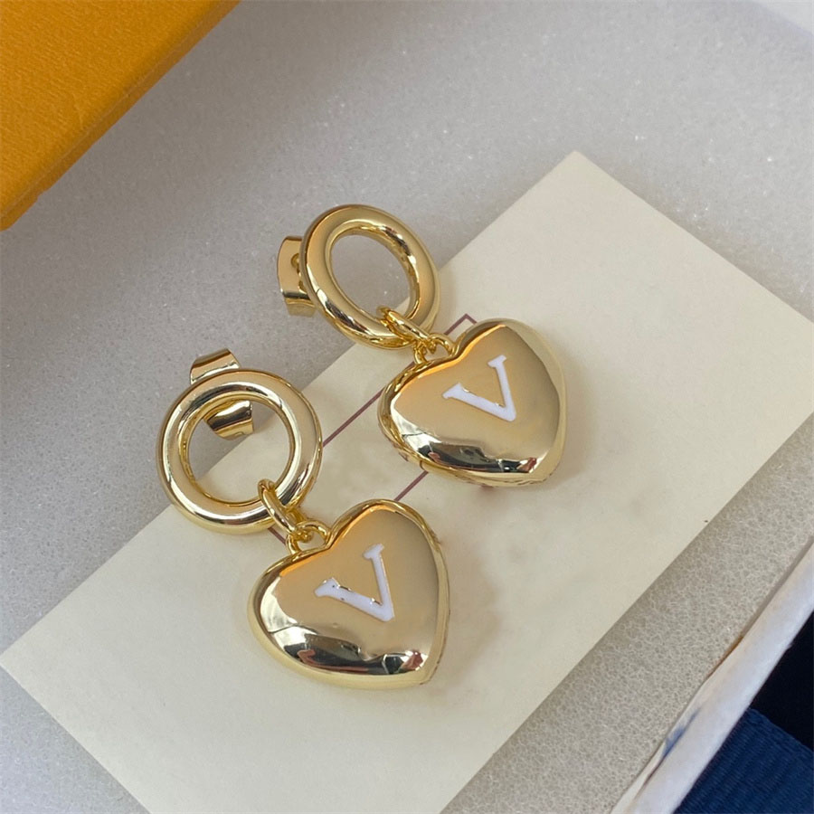 Designer Earring Crystal Stud Earrings For Woman Ear Ring With Heart Gold Gift Jewelry