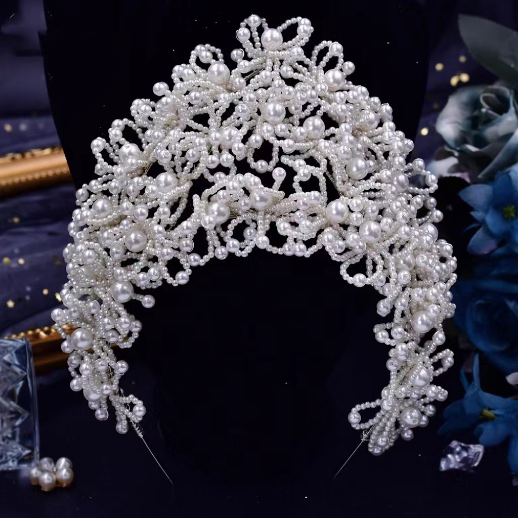 Lyxiga tre lager brudkrona prinsessan tiara vintage handgjorda smycken framhäver pärla zd487