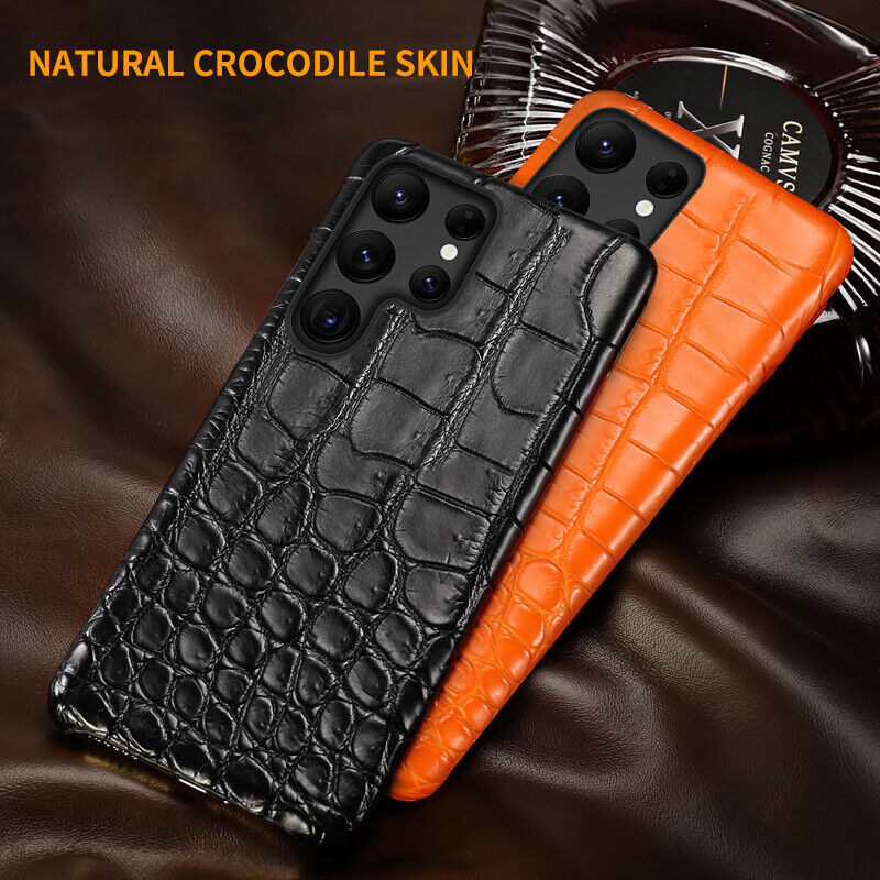 Casos de couro de crocodilo genuíno para Samsung S23 Ultra S22 S21 Retro Alligator Belly Skin Armour Tampa