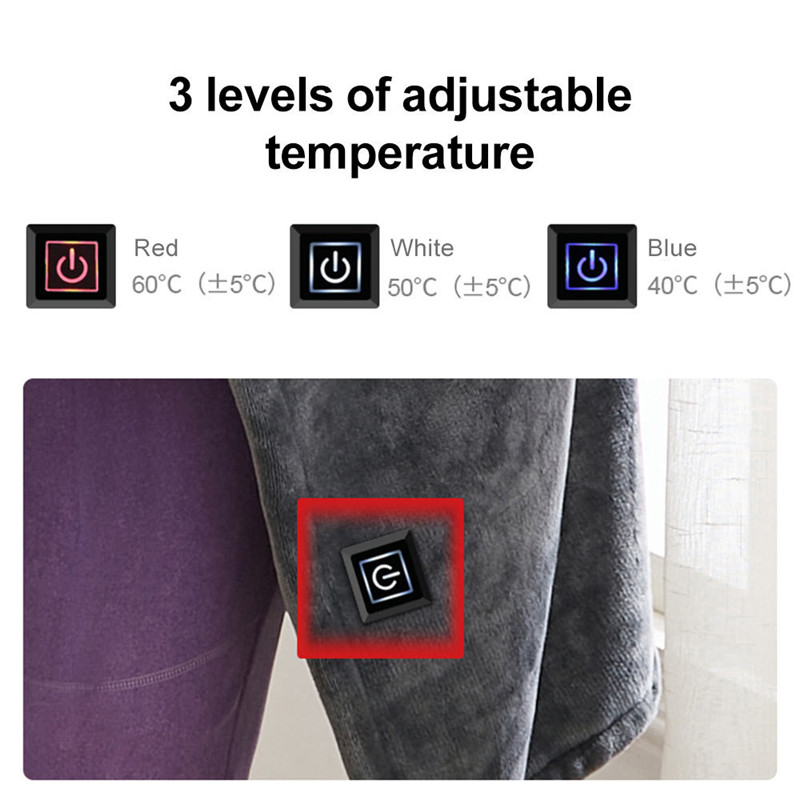 Electric Flannel Blanket USB 3 Gear Warming Blanket Warm Shawl Heating Plush Throw Blankets for Students Elderly