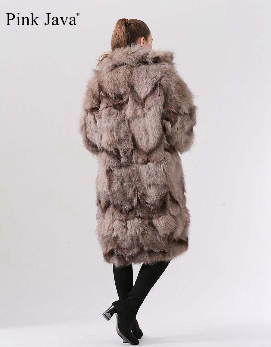 Womens Fur Faux Ppink Java QC19036 Real Fur Coat Women Winter Fashion Jacket Long 220929