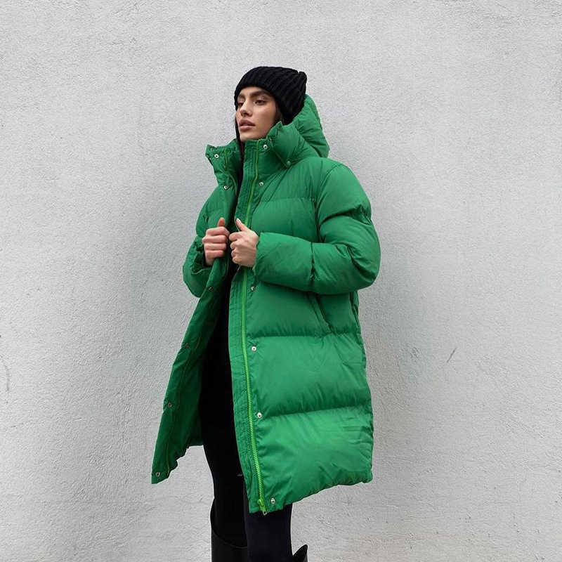 Women's Down Parkas Long Puffer Hoodie Jacket Zip Up Bubble Casual Thick Warm Down Trench Coats 2022 Women Y2K Clothes Streetwear Winter Jakcets T220928