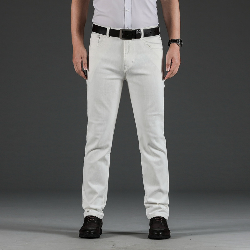 Męskie dżinsy męskie rozciąganie chude dżinsy moda swobodne szczupłe spodnie dżinsowe białe spodnie męskie ubrania marki dżinsy 220929