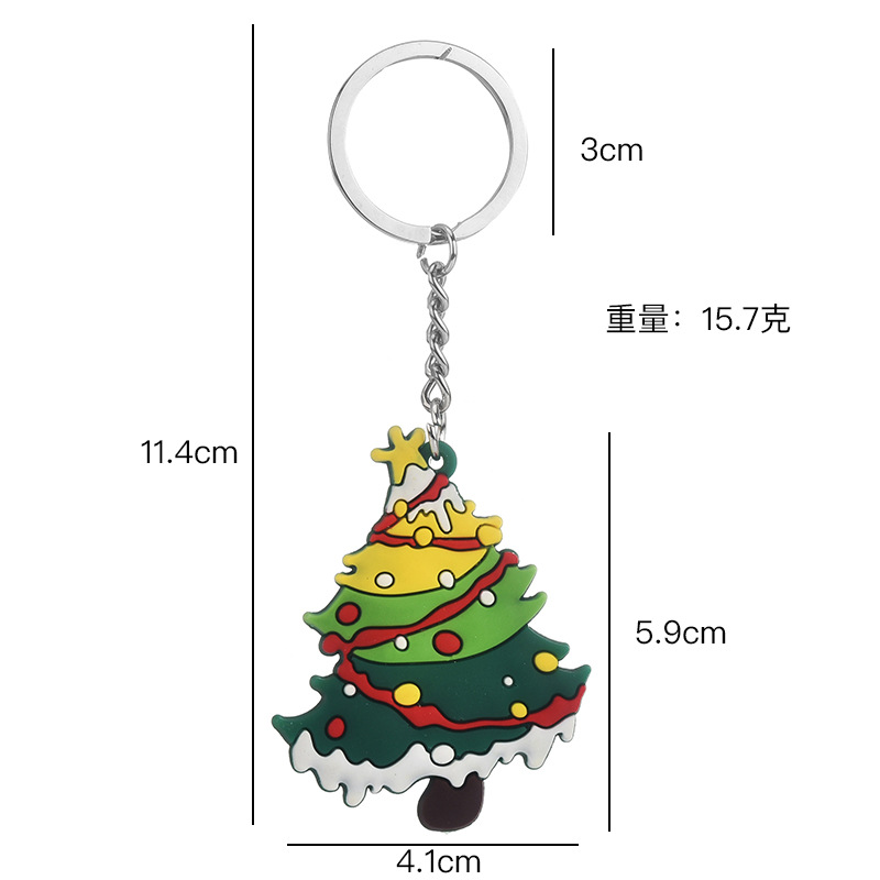 Xmas Gift Cartoon Keychains Snowman Santa Claus PVC Christmas Keychain Pendant Keyring