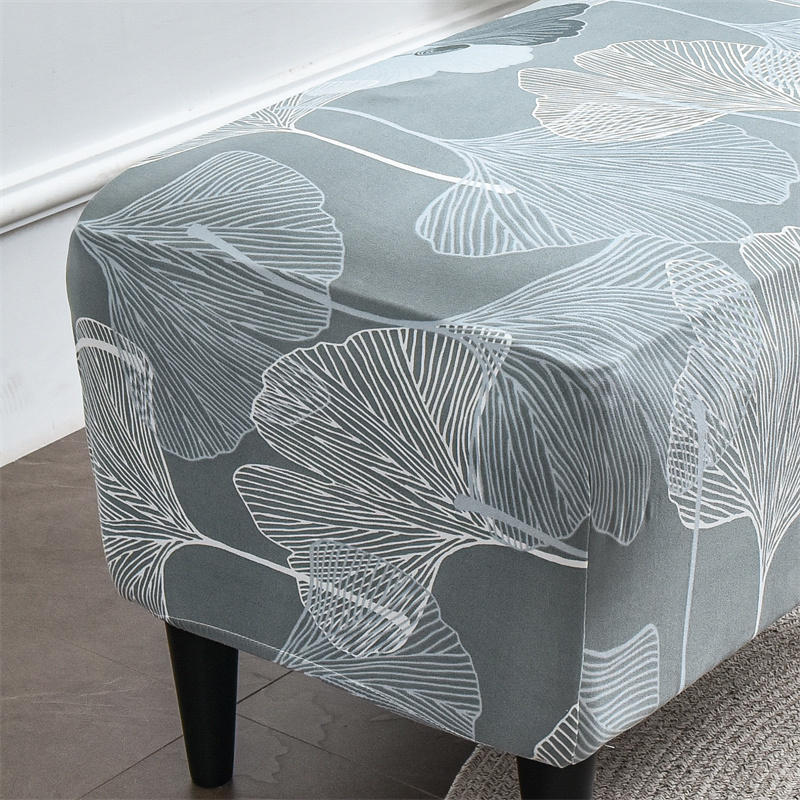 Housses de chaise Feuilles vertes Housses de pouf Spandex Rectangle Housse de tabouret Allinclusive Repose-pieds Protecteur de meubles Canapé Repose-pieds Housse 220929