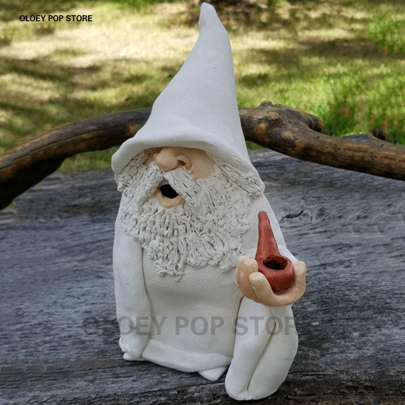 Garden Decorations White Old Man Wizard Dwarf Gnome Statue Harts Naughty Smoking Home Carft Ornaments Figurkonst Outdoor Yard 220928