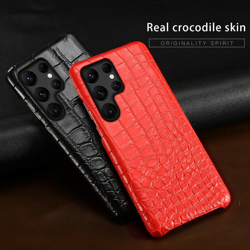 Casos de couro de crocodilo genuíno para Samsung S23 Ultra S22 S21 Retro Alligator Belly Skin Armour Tampa