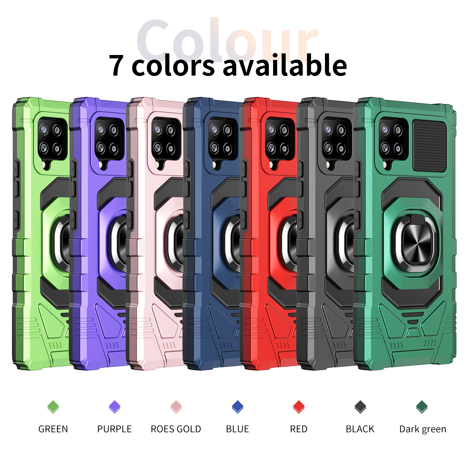 Phone Cases For Samsung S21 FE A22 A32 A82 A10S S22 PLUS ULTRA A13 A33 A53 A73 A23 Dual-layer PC&TPU Shockproof With Rotating Ring Kickstand Anti-fall Funtion Cover