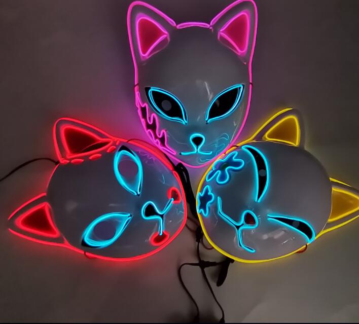 Designer LED Light Masks Halloween Party Mask Prop El Light Cat Face voor volwassenen Home Decor