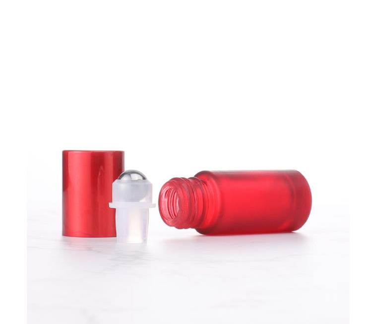 5ml Portable Frosted Colorful Essential Oil Perfume Thick Glass Roller Bottles Travel Refillable-Roller Bottle for Women SN4179