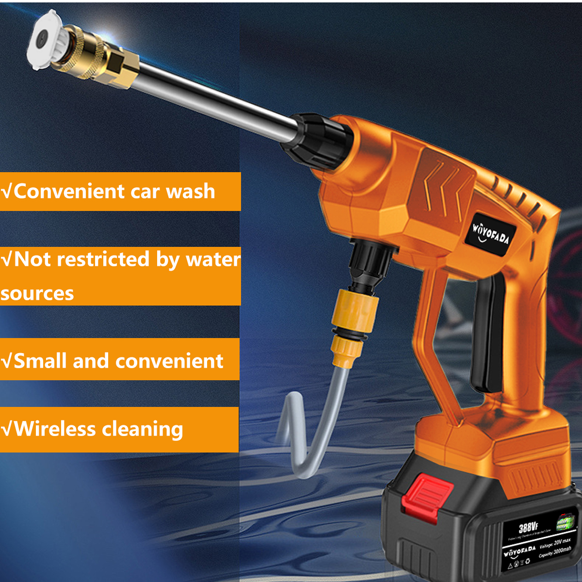 Spray Guns 18V Wireless High Pressure Car Washer laddningsbart litiumbatteri Auto Spray Water Car Cleaning Gun Handheld Cleaner 220928