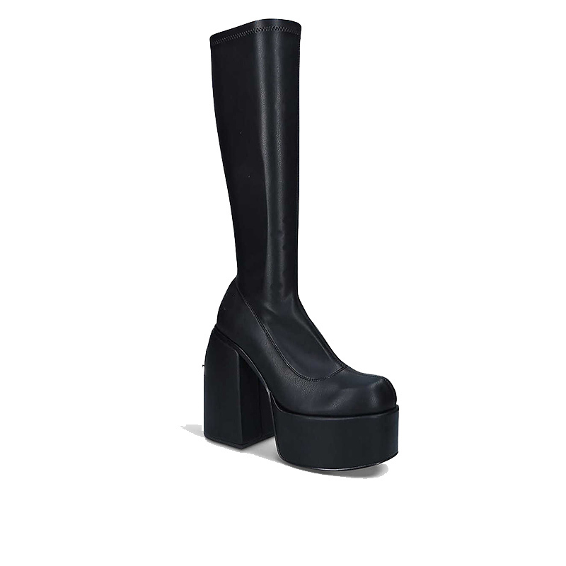 Stivali punk in stile autunno inverno elastico scarpe da microfibra donna con tacchi alti con i tacchi in pelle nera piattaforma di stivale in pelle nera donne 220928