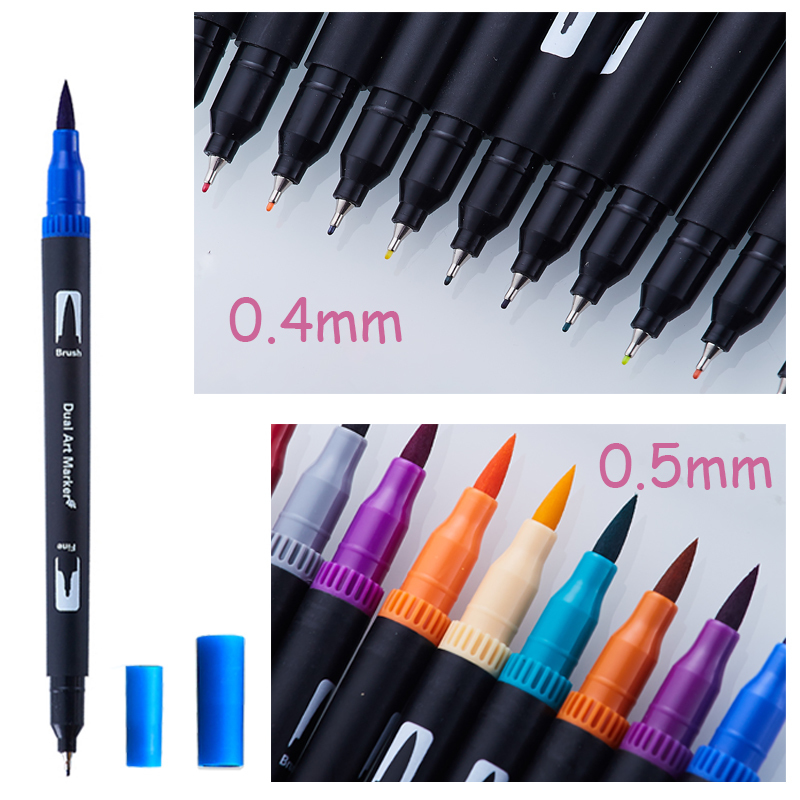 Marker Aquarell Kunst Pinsel Stift Dual Tip Fineliner Zeichnung für Kalligraphie Malerei 12/48/60/72/100/132 Farben Set Zubehör 220929