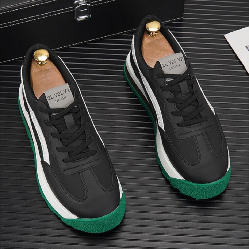 Nya trenddesigner skor blandade andningsbara l￤der m￤n plattform avslappnad sneakers tr￤nare h￶jd ￶kar skor chaussure homme dh5