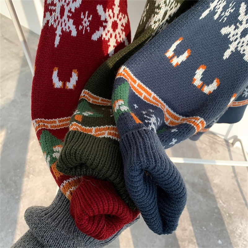 Maglioni da uomo Brutto maglione di Natale Oneck Harajuku Cervo lavorato a maglia Top da uomo oversize streetwear da donna Coppia maglioni autunno pullover di cotone 220929