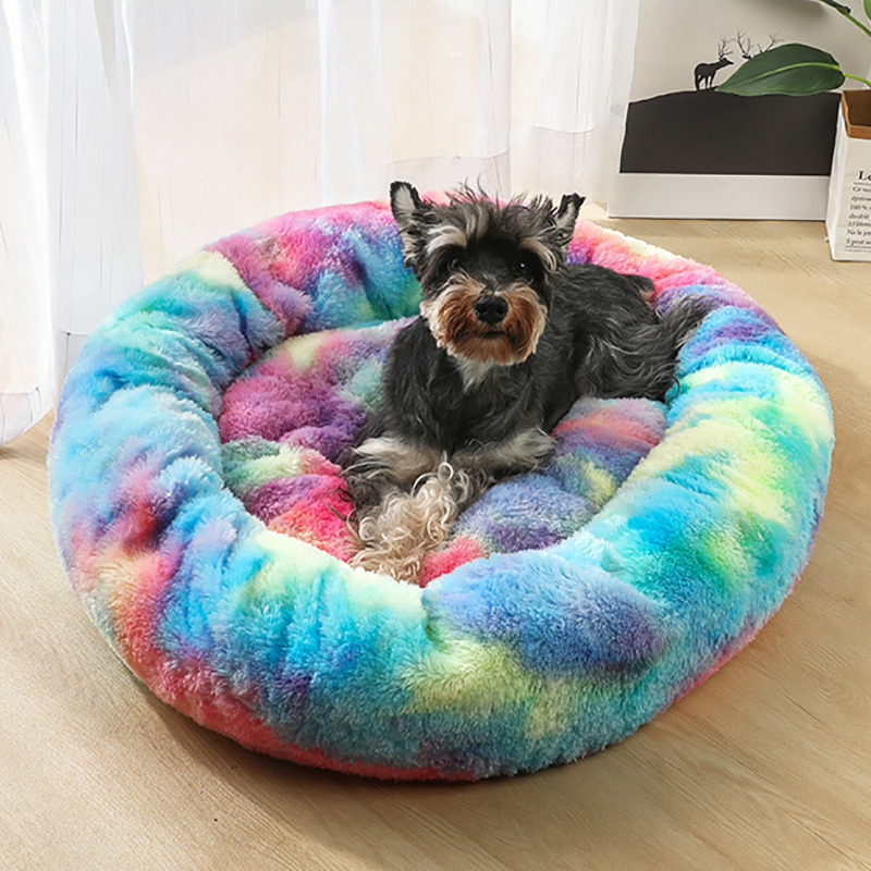 kennels pens Long Plush Dog Cushion Bed Pet Sofa Super Soft Fluffy Comfortable Mat for Cat House Round Winter Warm s 220929
