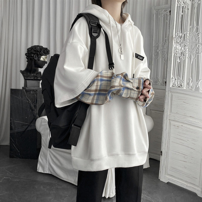 Kobiety z kapturem emo streetwear vintage bluzę dla bluzy o dużym bluzy długoterminowe pulovery koreańskie bajki w kratę bludy bake ubrania 220928