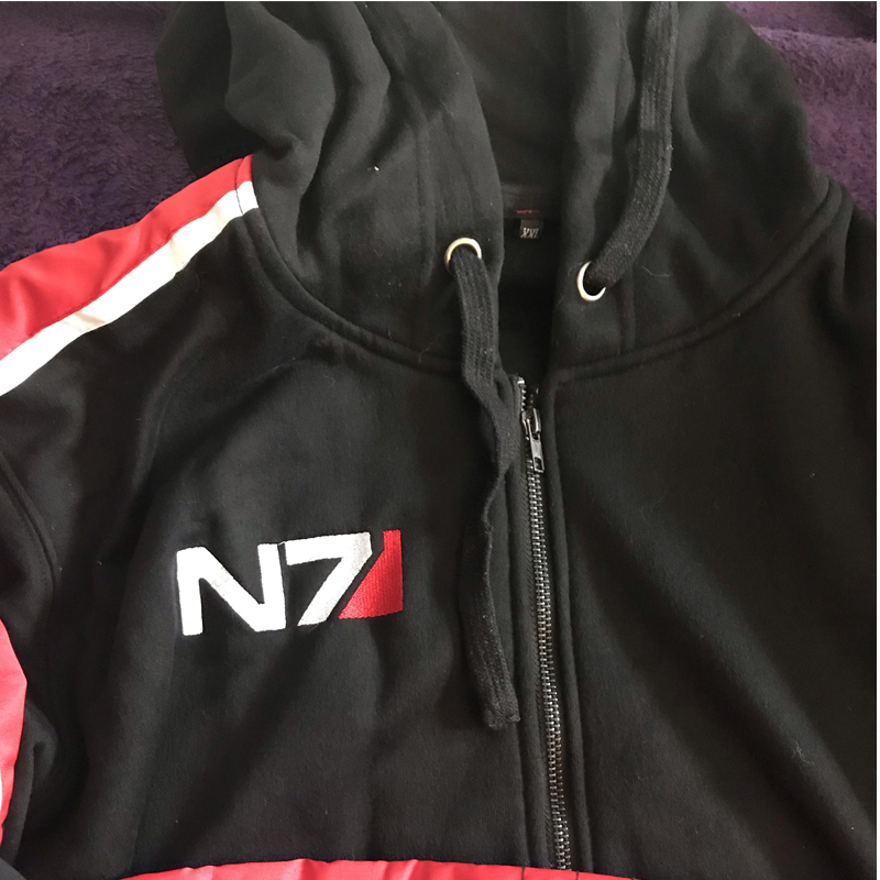 Men's Hoodies Sweatshirts Cosplay N7 Mass Effect Zip Up Hoodie Men Black Anime Hooded Sweatshirt Women Embordery Fleece Thick Warm Sweetshirt Streetwear 220929