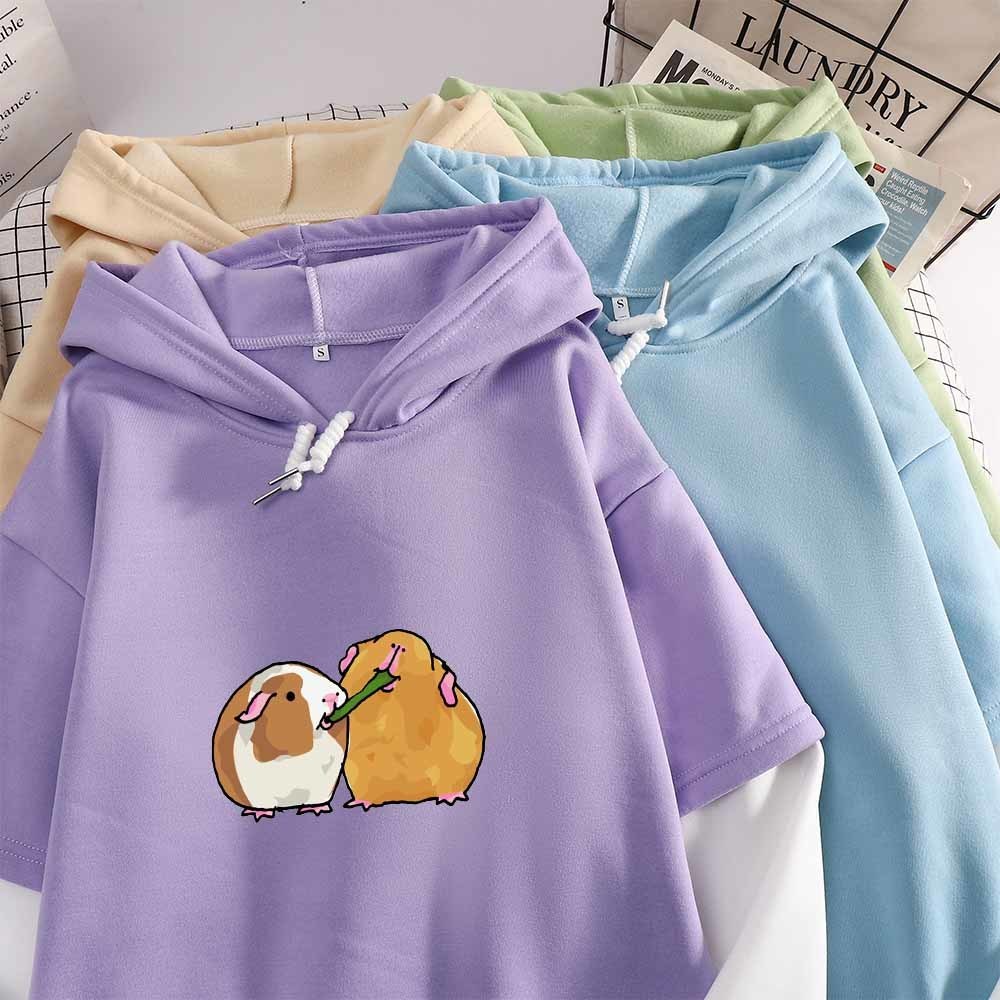 Hoodies voor dames sweatshirts kawaii cavia print hoodie schattige esthetische harajuku sweatshirt voor vrouwen kpop mode herfst winter lange mouw hoody dames 220928