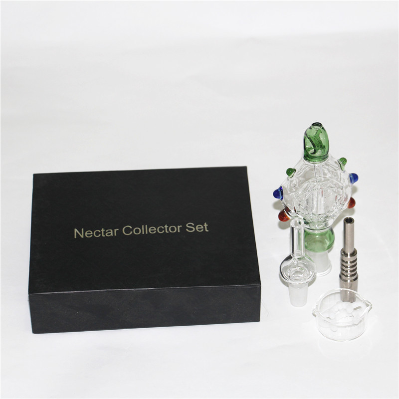 Narguilés 14mm Nectar Set avec clip et embouts en plastique pour clous en titane sans dôme Micro sets Verre concentré Dab Straw Pipes