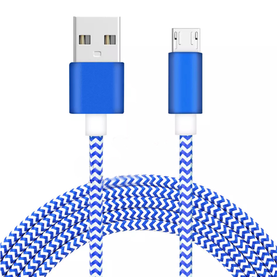 Nylon -Fabric -Kabel Kupfer gewebte USB -Datenlinie für Samsung Typ C/MIRCO/5/6/7 1 m 2m 3 m Ladekabel mit Opp -Beutel