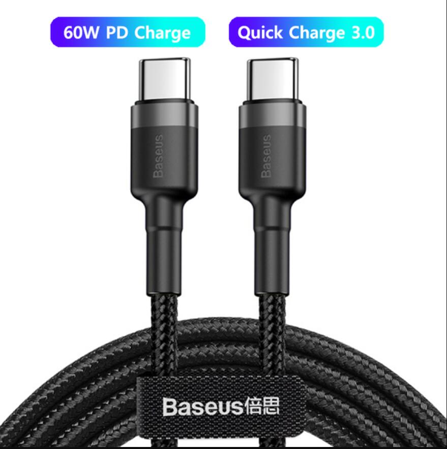 Baseus USBC To USB Type C Cables For Macbook 60W PD Cord Quick Charge 4.0 Charger Typec Cable